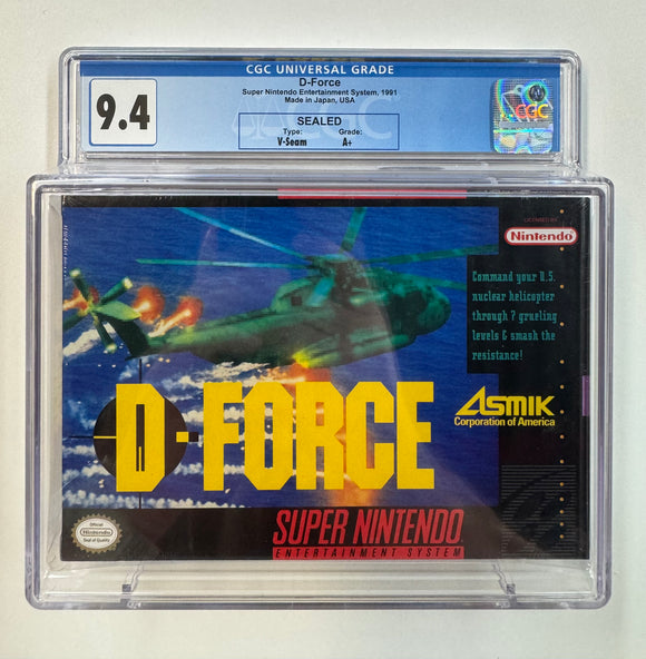 D-Force Nintendo SNES 1991 CGC 9.4 SEALED V-Seam A+