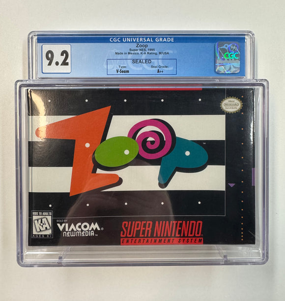 Zoop Nintendo SNES 1995 CGC 9.2 SEALED V-Seam A++
