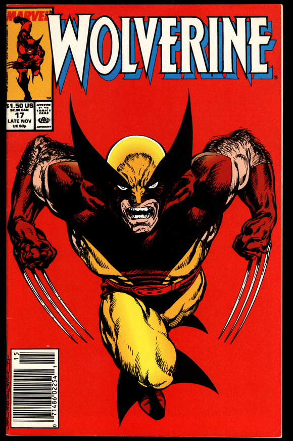 Wolverine #17 Marvel 1989 (VF+) Iconic Byrne Wolverine! NEWSSTAND!