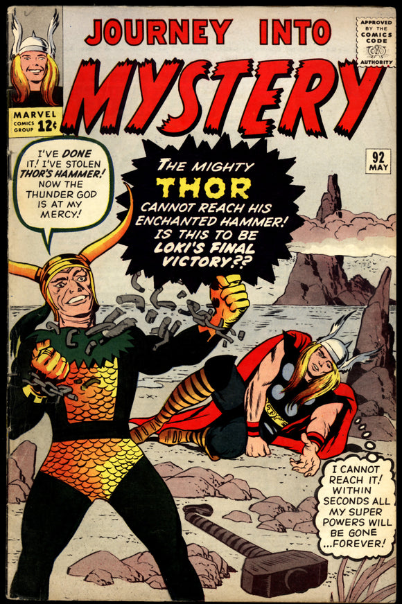 Journey Into Mystery #92 Marvel 1963 (VG+) 4th Appearance of Loki!