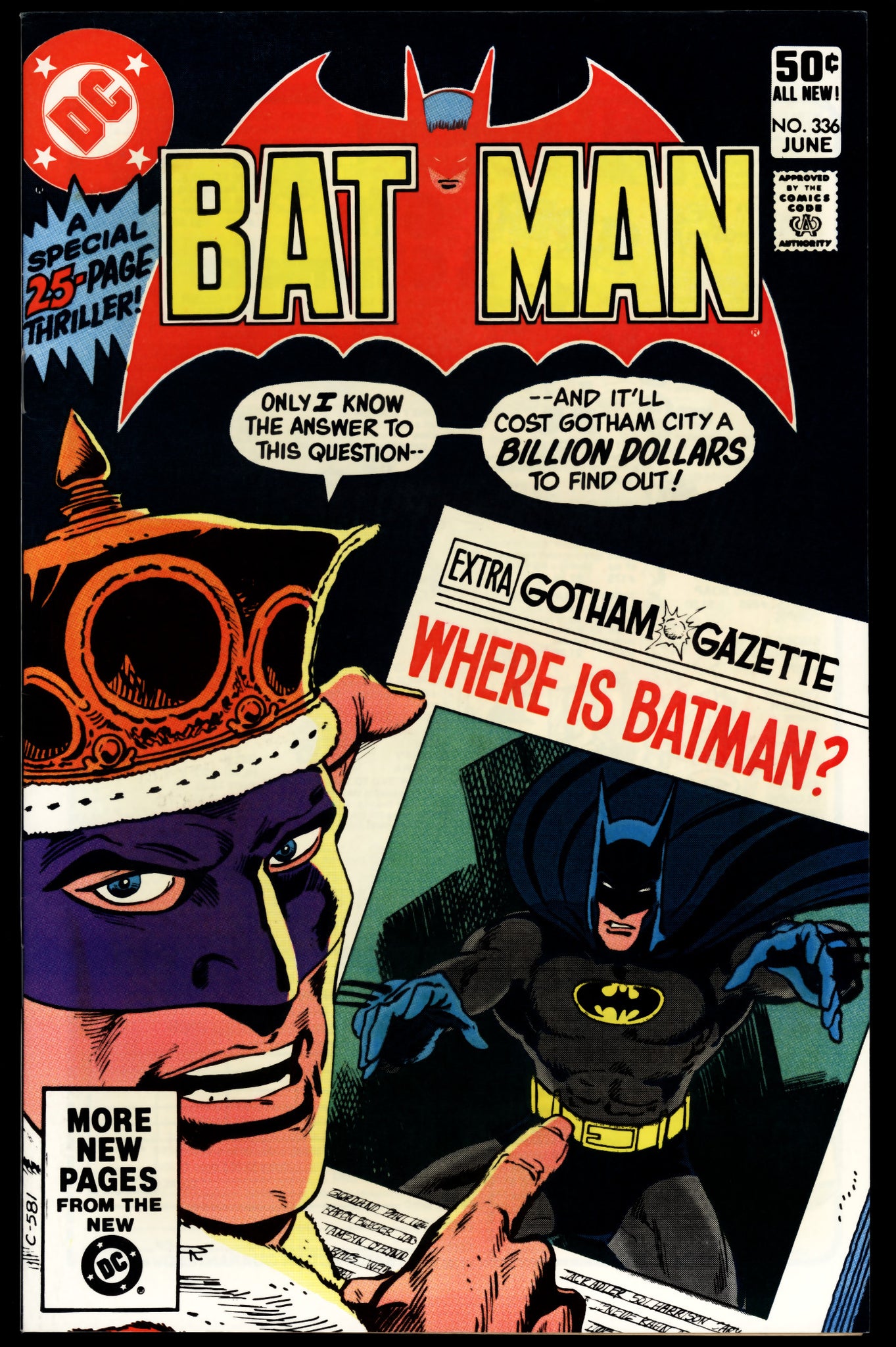 Batman 336 Batman #336 DC Comics 1981 (NM-) Jim Aparo Cover! β Ultimate Key Issue ...