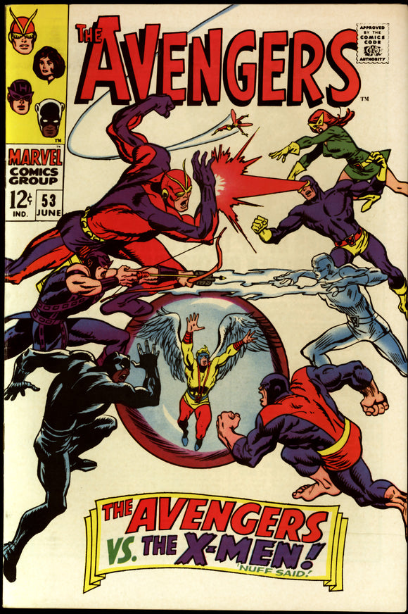 Avengers #53 VF+ Marvel 1968 Iconic X-Men vs. Avengers Battle!
