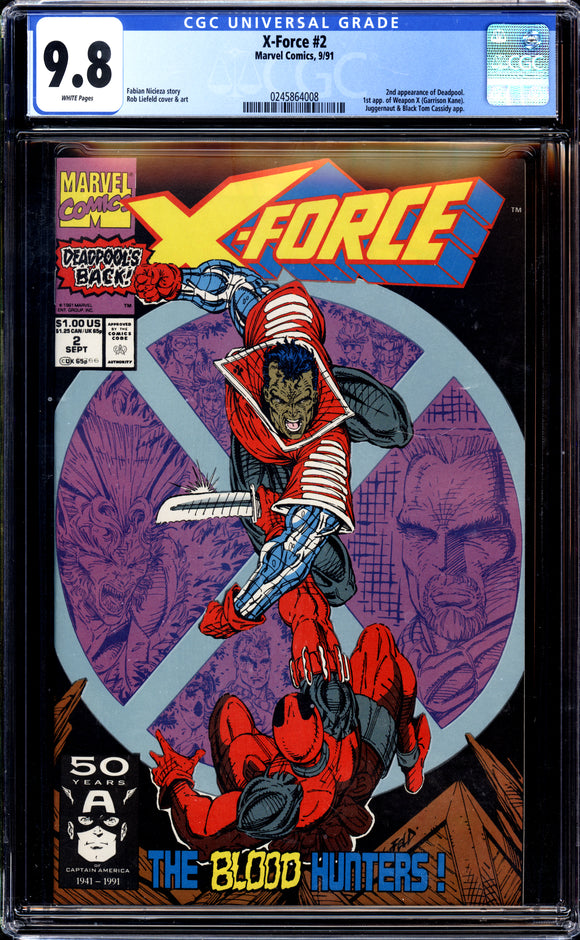 X-Force #2 CGC 9.8 (1991) 2nd Appearance of Deadpool!