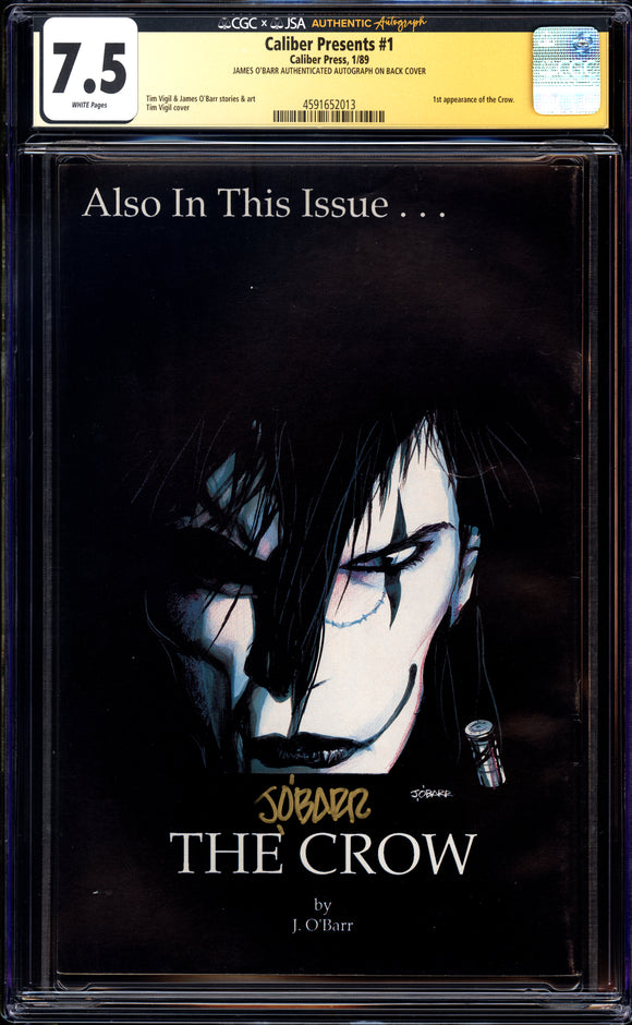 Caliber Presents #1 CGC 7.5 (1989) Signed by James O'Barr! 1st Crow!