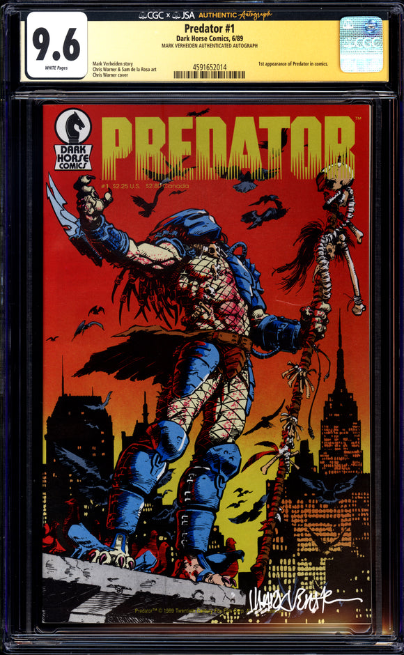 Predator #1 CGC 9.6 (1989) Signed by Mark Verheiden! 1st Appearance!