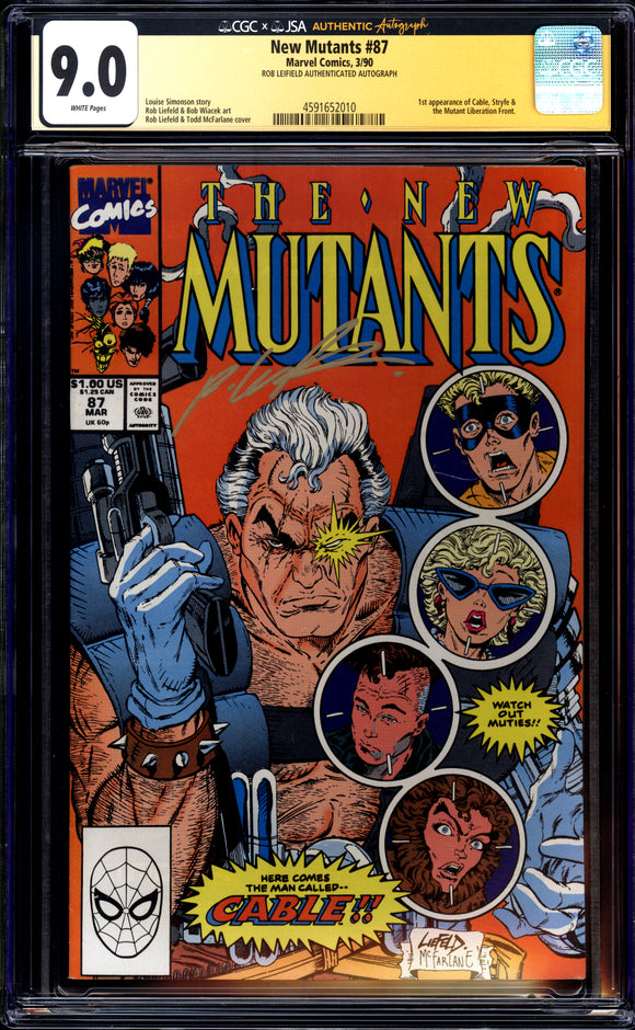 New Mutants #87 CGC 9.0 (1990) Signed by Rob Liefeld! 1st App of Cable!