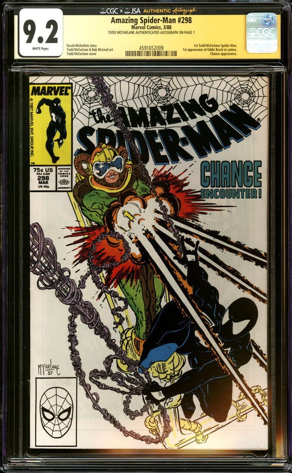 Amazing Spider-Man #298 CGC 9.2 (1988) Signed by Todd McFarlane!