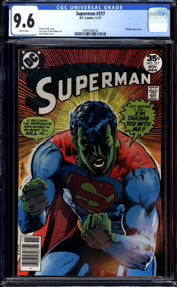 Superman #317 CGC 9.6 (1977) Classic Neal Adams Kryptonite Cover!