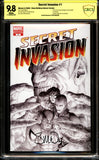 Secret Invasion #1 CBCS 9.8 (2008) Signed by Steve McNiven! 1:75 Sketch!