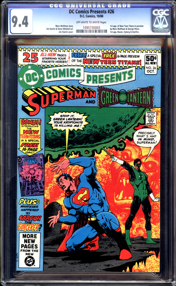DC Comics Presents #26 CGC 9.4 (1980) 1st App. New Teen Titans!