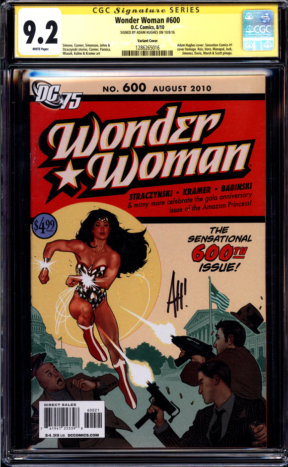 Wonder Woman #600 CGC 9.2 Variant Cover Signed by Adam Hughes!