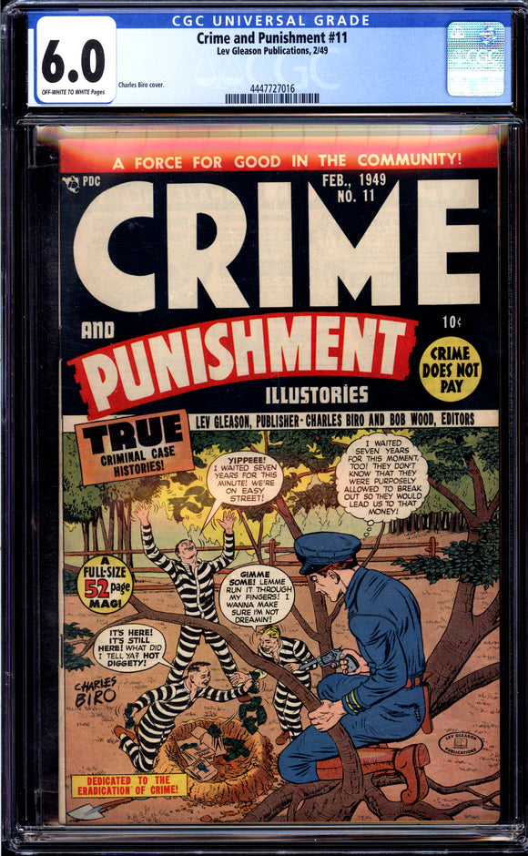 Crime and Punishment #11 CGC 6.0 (1949) Charles Biro Cover! Golden Age