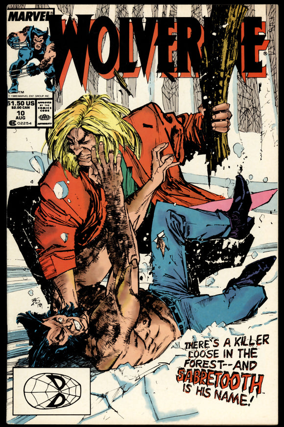 Wolverine #10 FN/VF (1989) Wolverine vs Sabretooth, Chris Claremont!