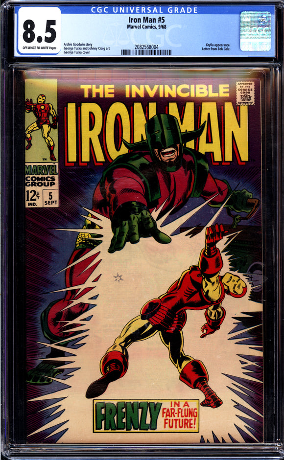 Iron Man #5 CGC 8.5 (1968) Krylla Appearance! Tuska Cover!