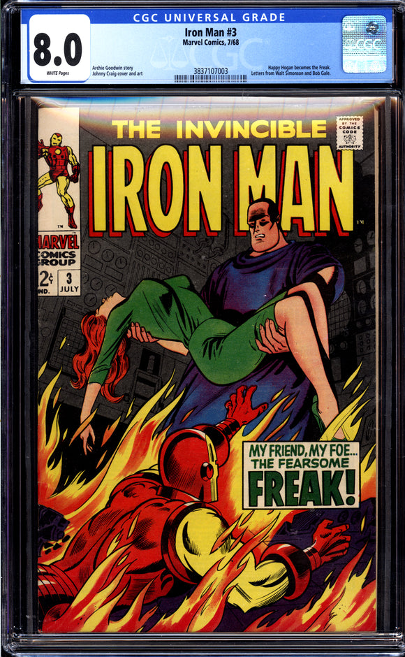 Iron Man #3 CGC 8.0 (1968) Happy Hogan Becomes the Freak!