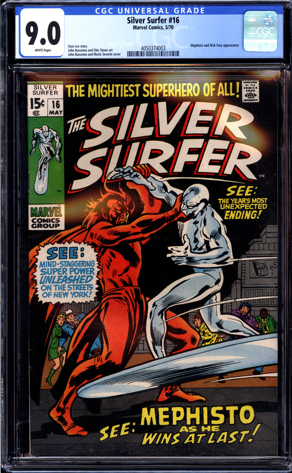 Silver Surfer #16 CGC 9.0 (1970) Mephisto & Nick Fury Appearance!