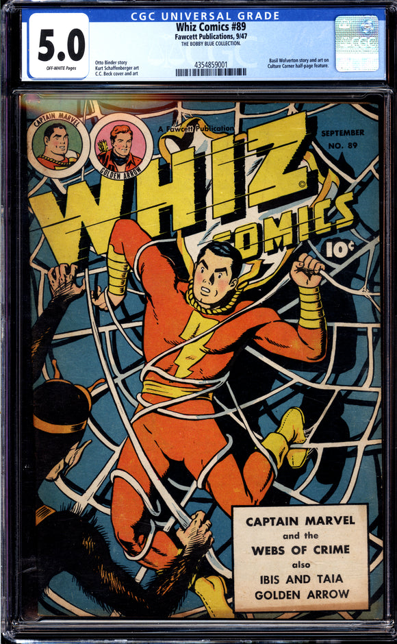 Whiz Comics #89 CGC 5.0 (1947) THE BOBBY BLUE COLLECTION