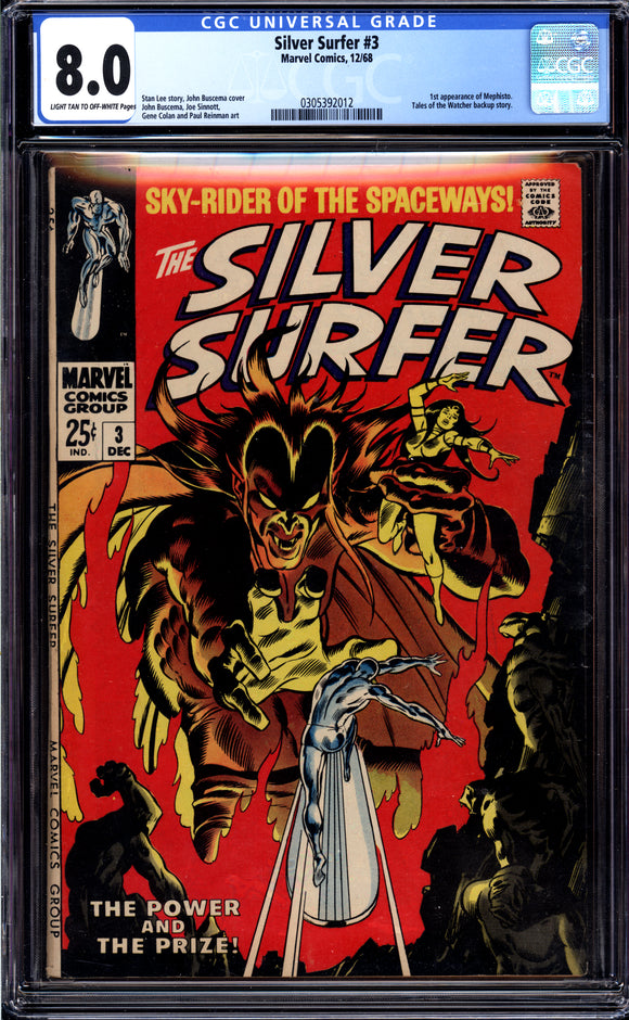 Silver Surfer #3 CGC 8.0 (1968) 1st app. of Mephisto! HIGH GRADE!