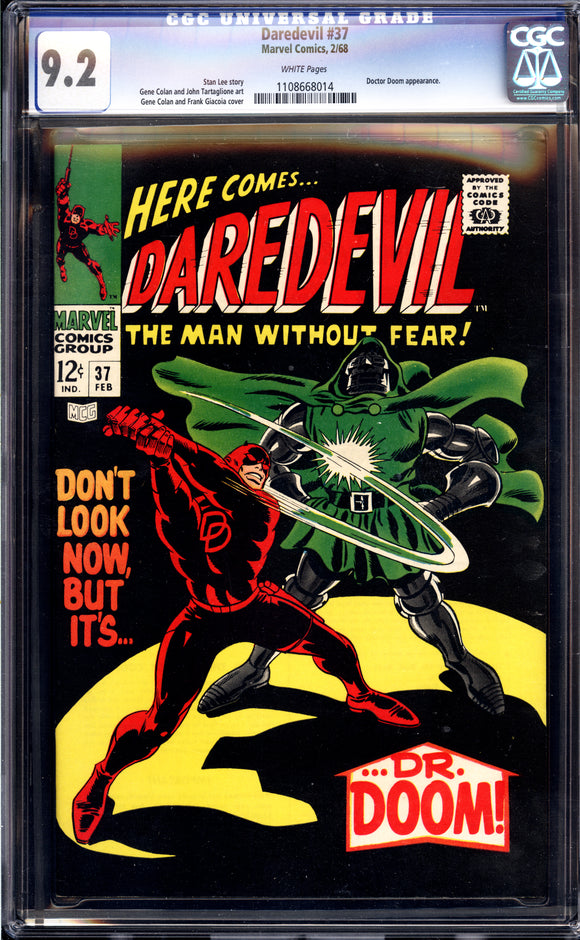 Daredevil #37 CGC 9.2 White Pages (1968) Classic Doctor Doom!