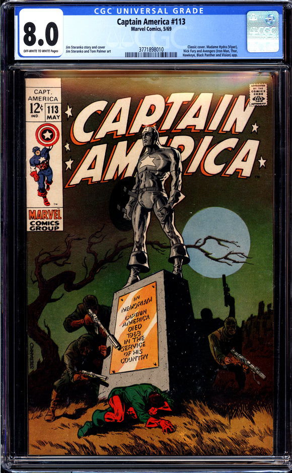 Captain America #113 CGC 8.0 (1969) Classic Steranko cover and story!