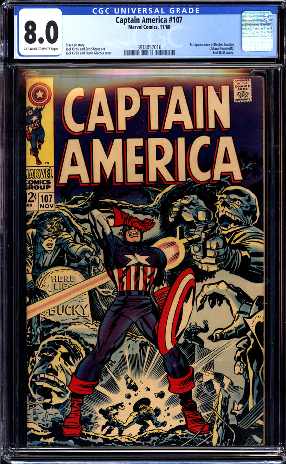 Captain America #107 CGC 8.0 (1968) 1st app. of Doctor Faustus!