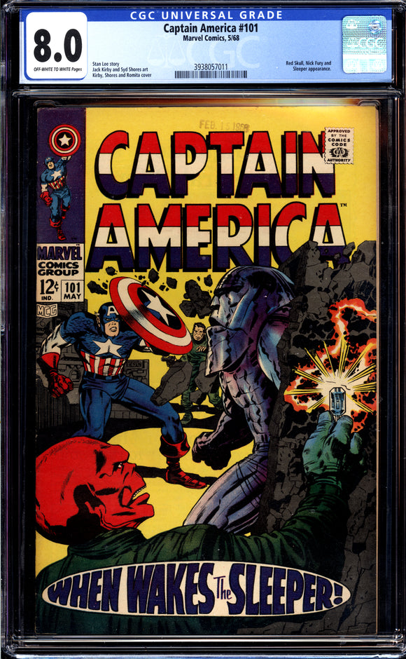 Captain America #101 CGC 8.0 (1968) John Romita Red Skull cover!