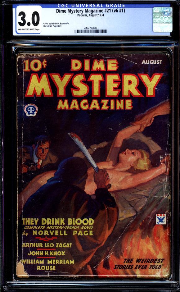 Dime Mystery Magazine Vol. 6 #21 CGC 3.0 (1934) Good Girl Art! Pulp
