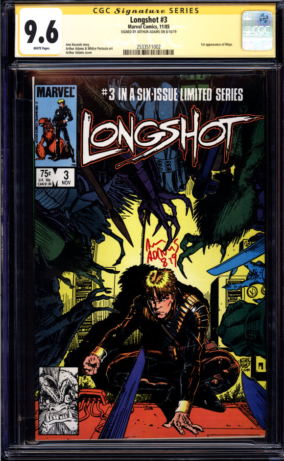 Longshot #3 CGC SS 9.6 (1985) Signed by Arthur Adams! 1st Mojo!