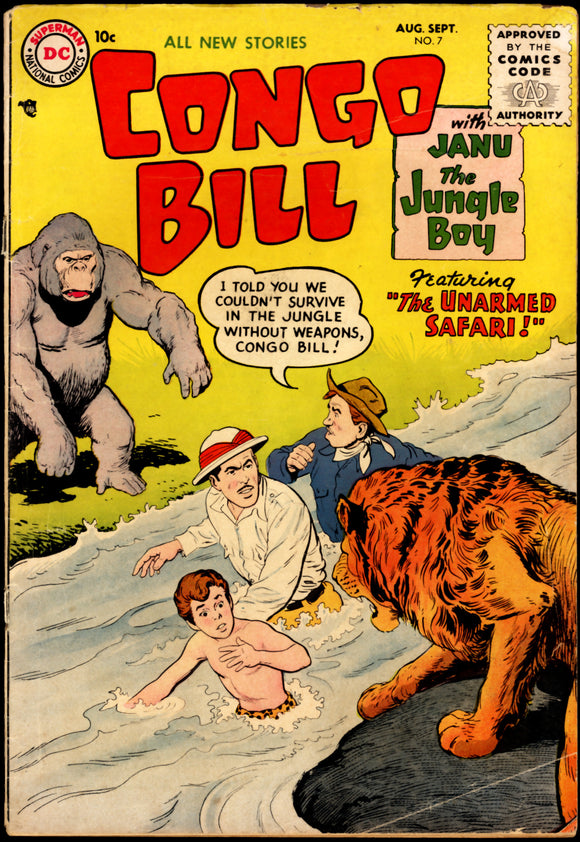 Congo Bill #7 DC Comics 1955 (GD+) Cover Detached - LAST ISSUE!