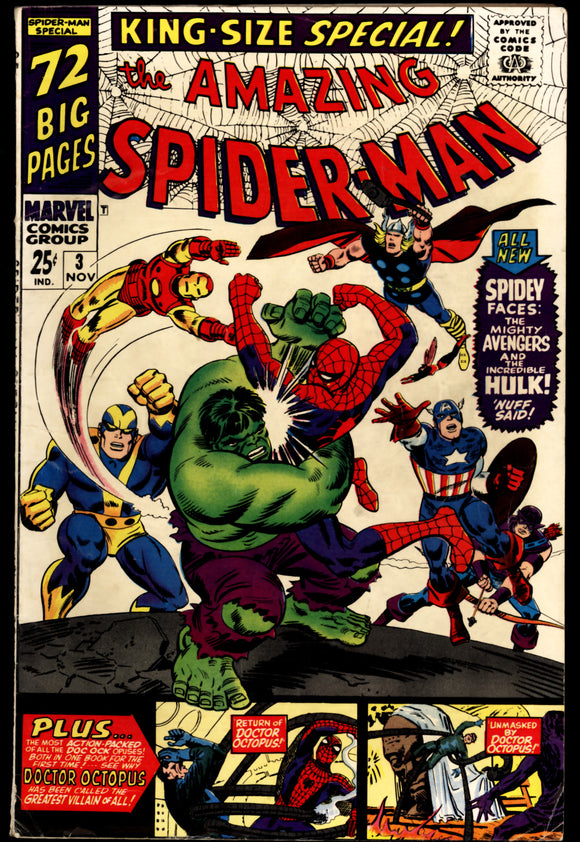 Amazing Spider-Man King Size Annual #3 1966 (FN-) Avengers! Daredevil!