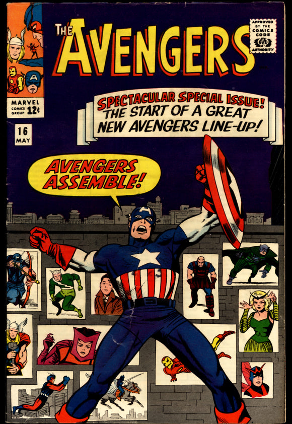 Avengers #16 Marvel 1965 (FN) New Team Line-Up! 3rd App. of Kang!