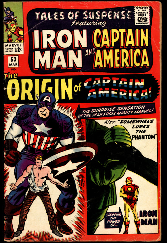 Tales of Suspense #63 Marvel 1965 (VG-) 1st S.A. Captain America Origin!