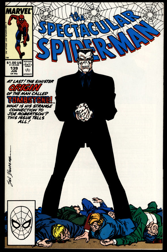 Spectacular Spider-Man #139 1988 (NM-) 1st Tombstone Cover!