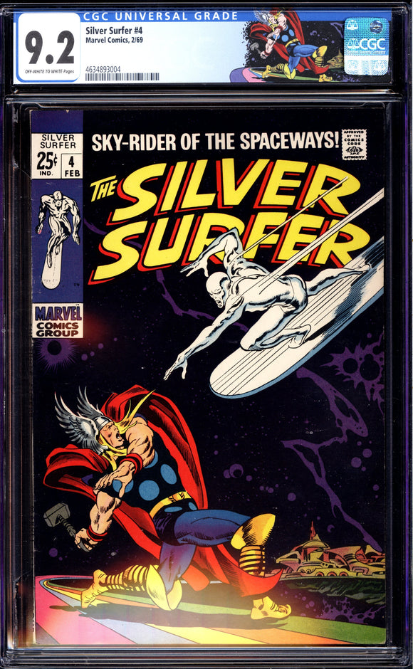 Silver Surfer #4 CGC 9.2 (1969) Classic Silver Surfer vs Thor cover!