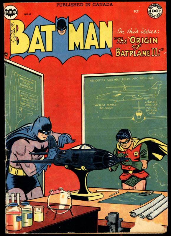 Batman #61 GD+ (1950) Origin of Batplane II Canadian Edition!