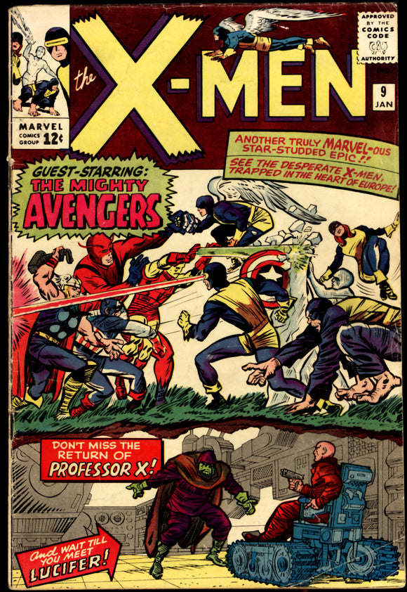 X-Men #9 VG (1965) 1st Lucifer, Meeting of the X-Men & Avengers!