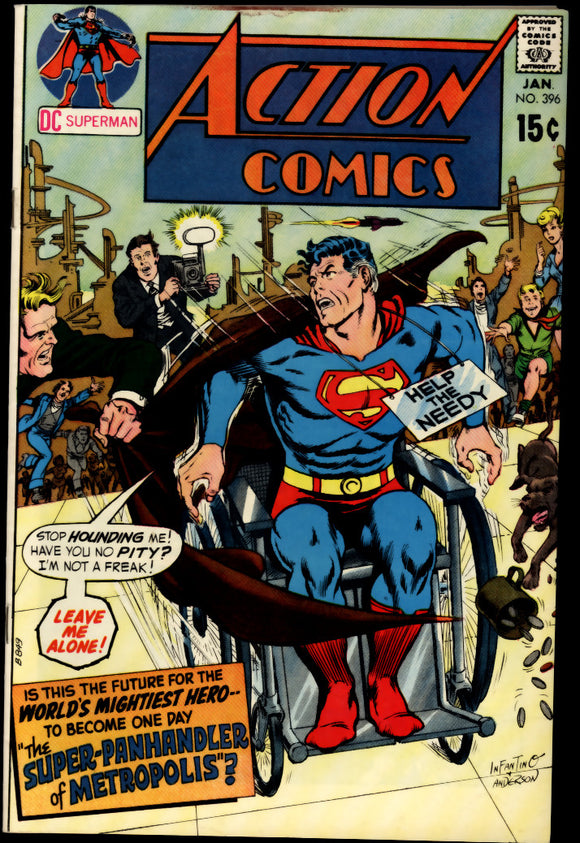 Action Comics #396 VF/NM (1971) Superman on a Wheelchair!