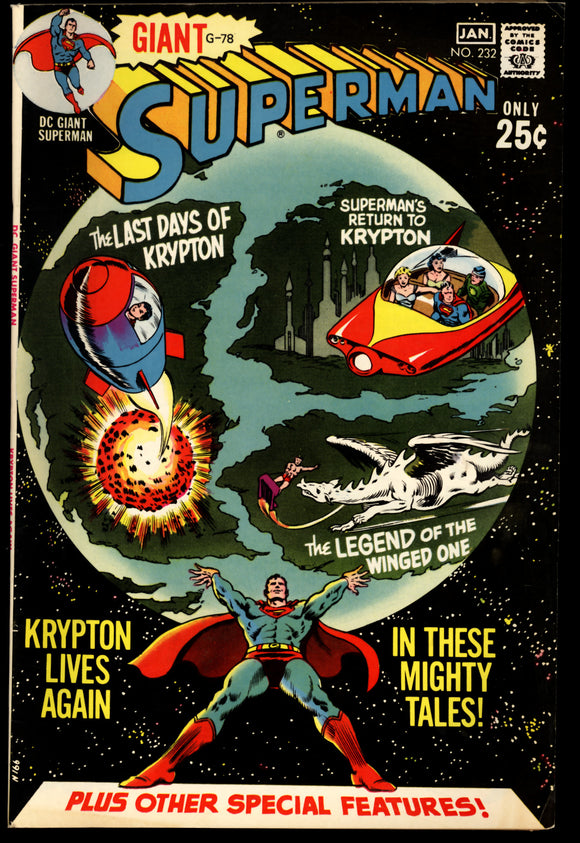 Superman #232 FN/VF (1971) Giant Size Issue. Curt Swan cover.
