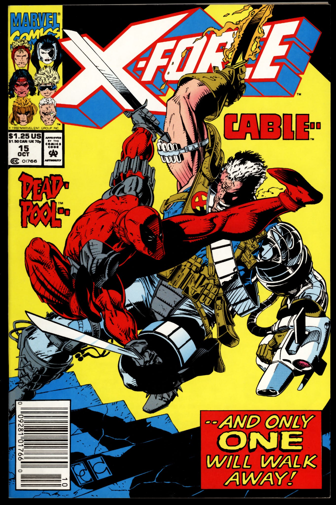 X-Force #15 Marvel 1992 (NM-) Cable vs. Deadpool! NEWSSTAND