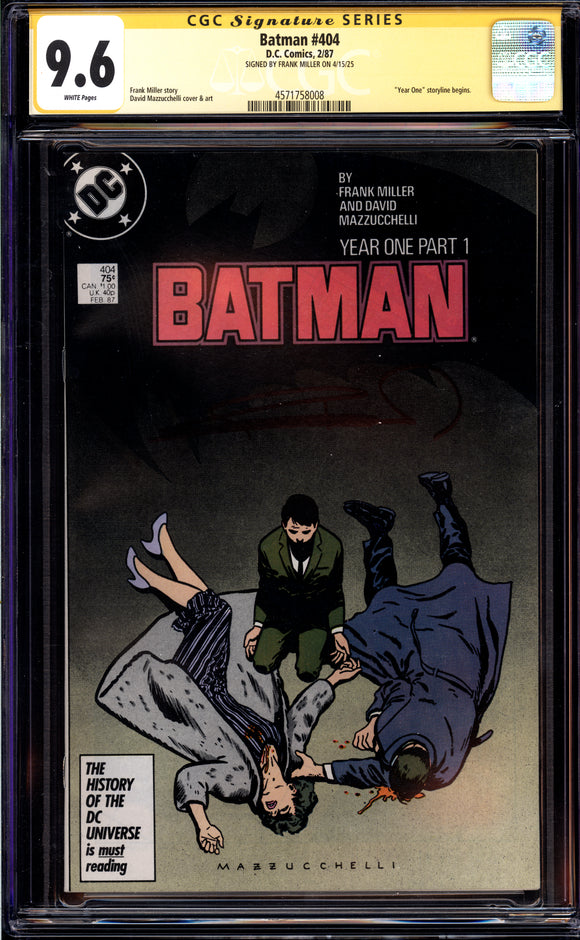 Batman #404 CGC 9.6 (1987) Signed by Frank Miller! Year One Begins