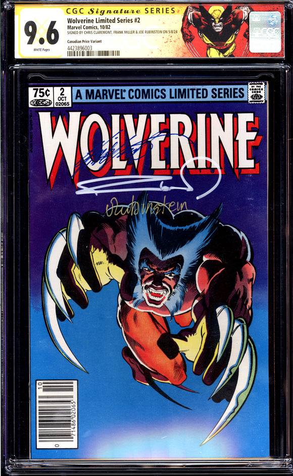 Wolverine #2 CGC 9.6 (1982) Signed Claremont! Miller! Rubinstein! CPV