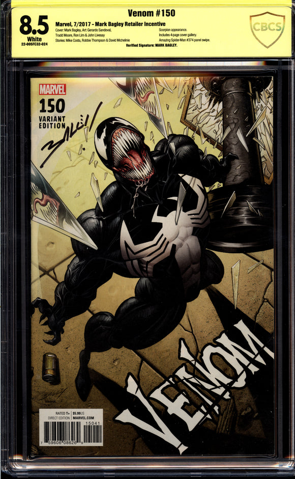 Venom #150 CBCS 8.5 (2017) 1:1000 Variant! RARE! Signed by Mark Bagley!