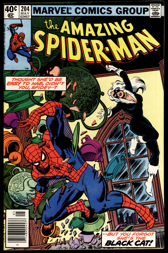 Amazing Spider-Man #204 Marvel 1980 (VF/NM) 3rd Black Cat! NEWSSTAND!