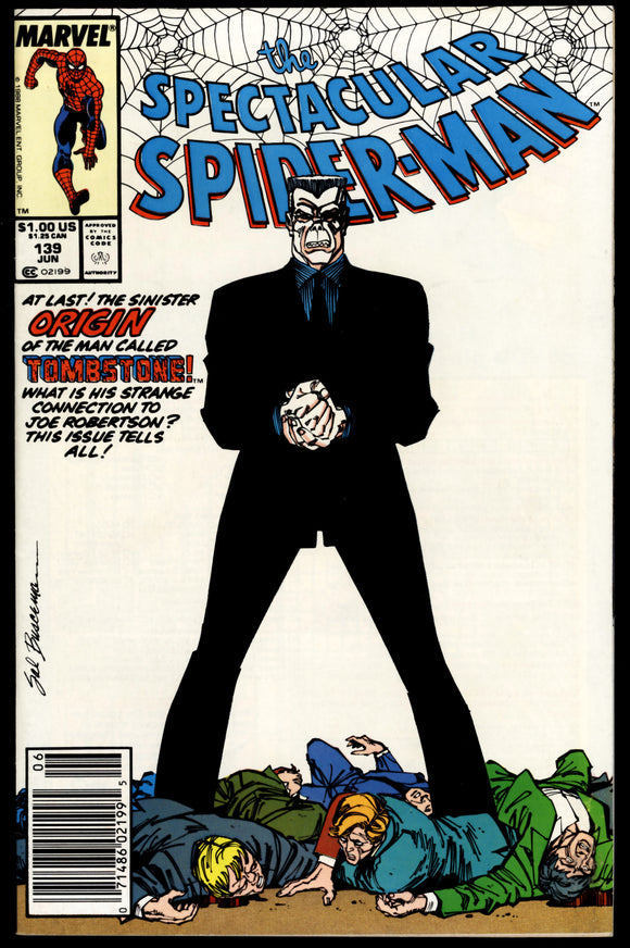 Spectacular Spider-Man #139 1988 (VF+) 1st Tombstone Cover! NEWSSTAND!