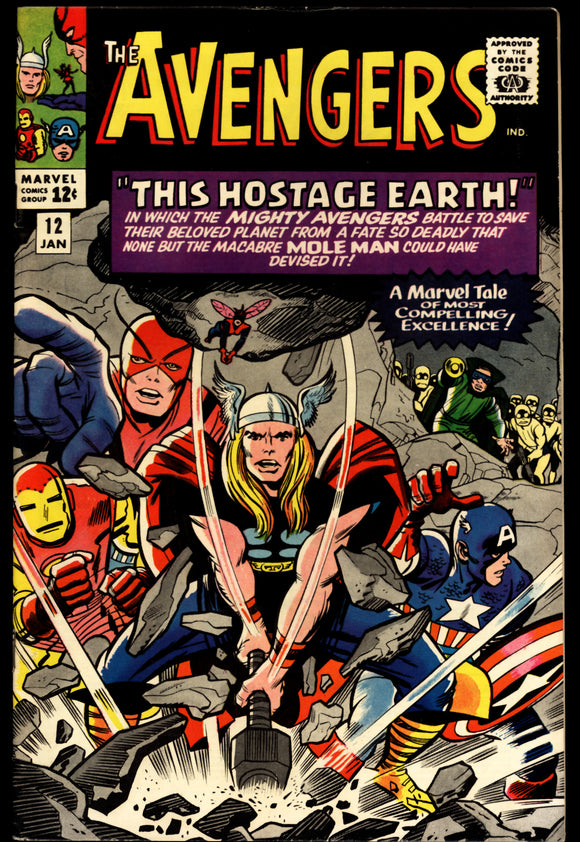 Avengers #12 Marvel 1965 (VF-) Classic Jack Kirby Thor Cover!