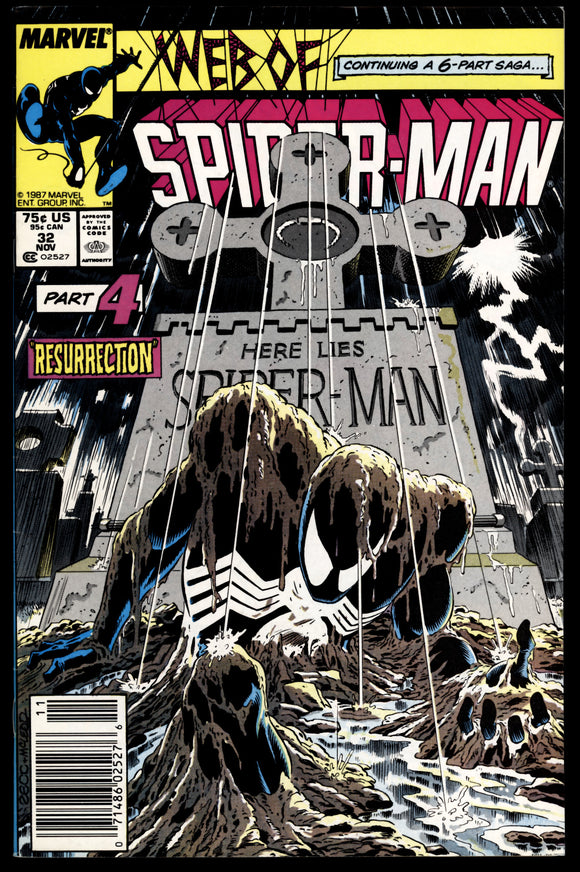 Web of Spider-Man #32 Marvel 1987 (VF-) Classic Cover! NEWSSTAND