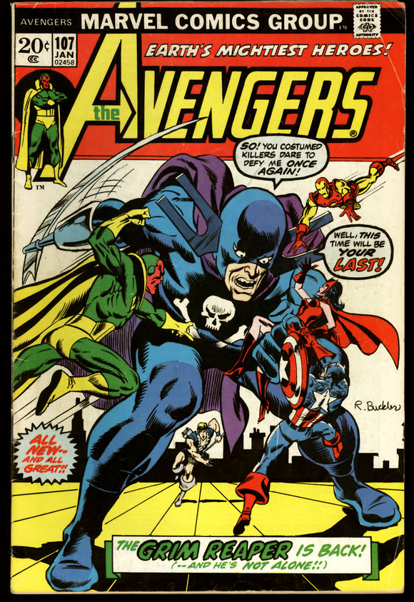 The Avengers #107 Marvel Comics 1973 (VG+) Grim Reaper