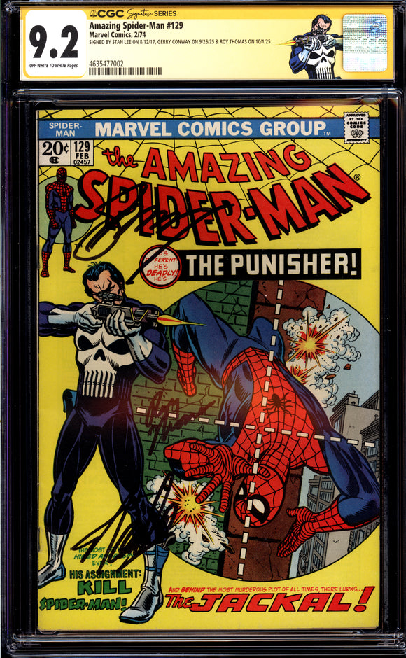 Amazing Spider-Man #129 CGC 9.2 Signature Series 3X 1st Punisher!