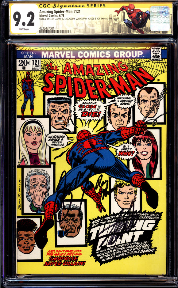 Amazing Spider-Man #121 CGC 9.2 Signed 3X Stan Lee Signature Series