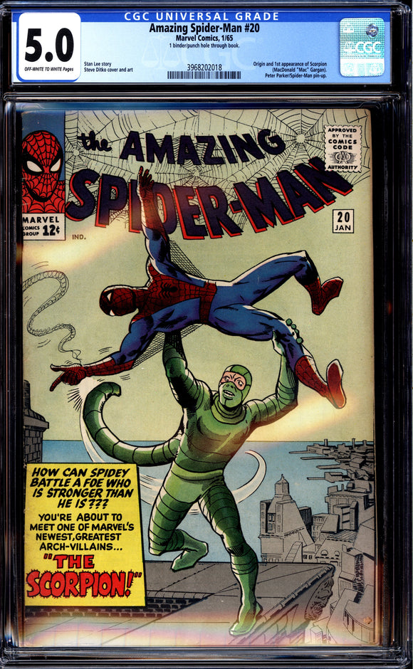 Amazing Spider-Man #20 CGC 5.0 (1965) Origin & 1st App. of Scorpion!